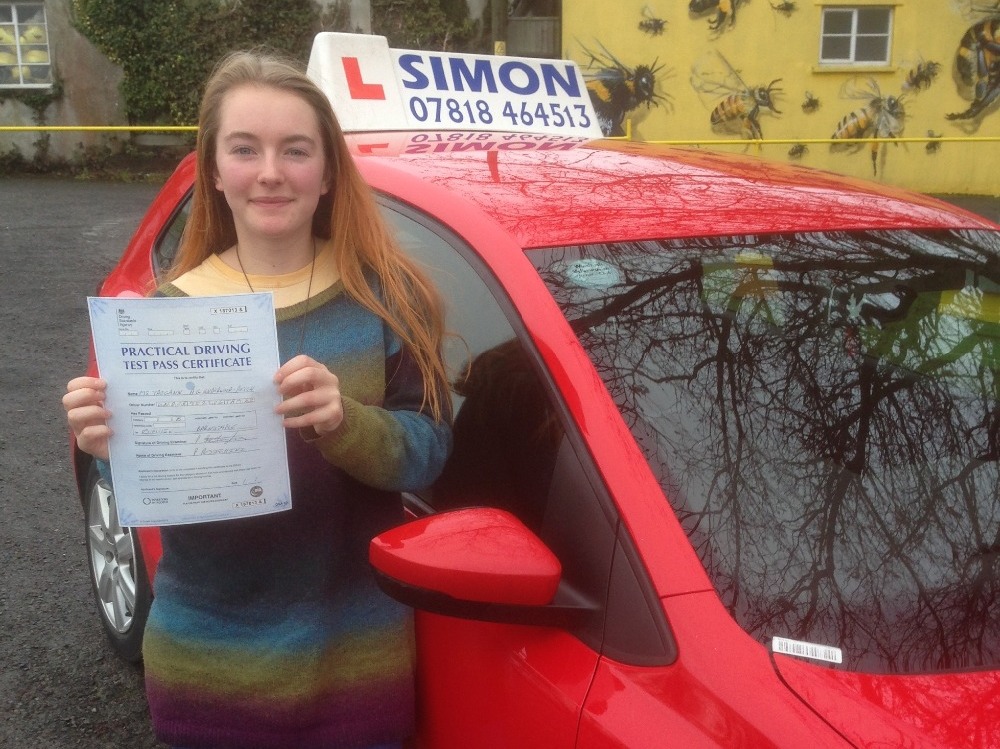 Young girl passes driving test.