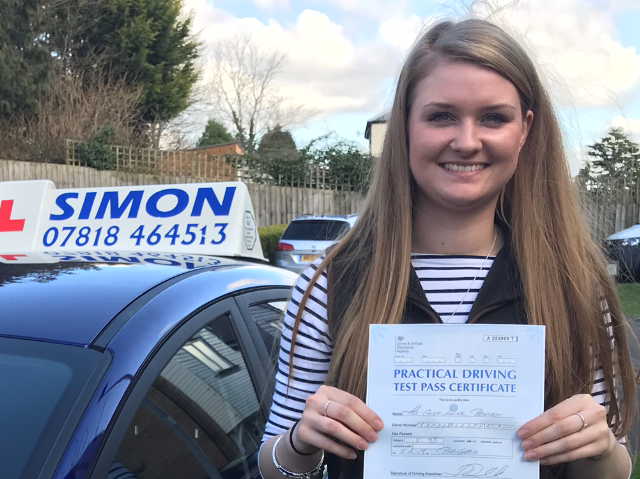 Young girl passed driving test.